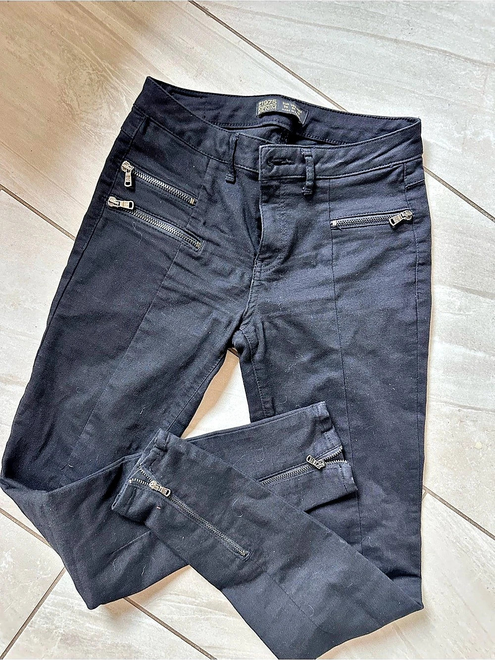 Zara Z1975 Denim Black Skinny Pants Size Medium
